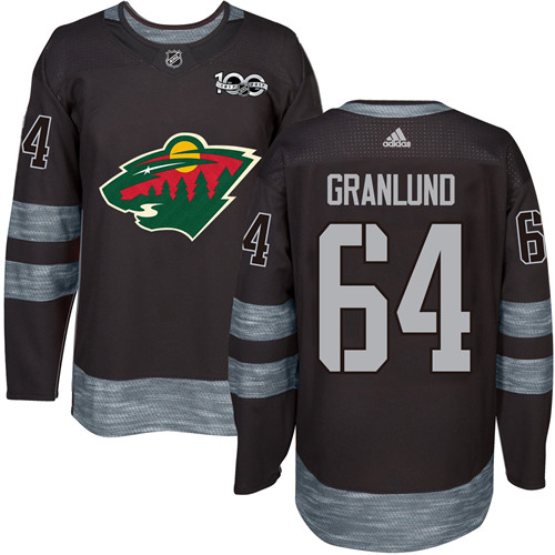Mens Adidas Minnesota Wild 64 Mikael Granlund Premier Black 1917-2017 100th Anniversary NHL Jersey